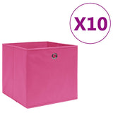 Storage Boxes 10 pcs Non-woven Fabric 28x28x28 cm Pink 325205
