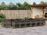 17 Piece Garden Dining Set with Cushions Grey Poly Rattan 3211784