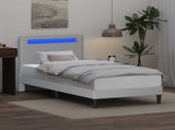 Bed Frame with LED Strip Lights White 90 x 190 cm Faux Leather 42028038