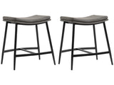 Breakfast Bar Stools Set of 2, Microfibre Upholstered Barstools, Industrial Bar Chairs with Curved T3398P328291