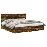 Bed Frame with Drawer Smoked Oak 200 x 200 cm Engineered Wood 3411268