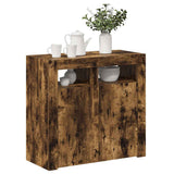 Sideboard with LED Lights Smoked Oak 80x35x75 cm 815729