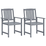 Outdoor Chair Set of 2 Grey Solid Acacia Wood Standard Durable 45944