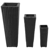 Garden Raised Beds 3 pcs Poly Rattan Black 40534