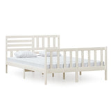 3101154 Bed Frame without Mattress White Solid Wood 140x200 cm