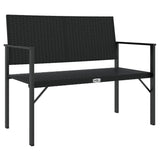 2-Seater Garden Bench Black Poly Rattan 364121