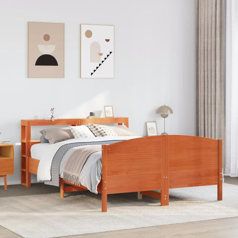Bed Frame without Mattress Wax Brown 140x200 cm Solid Wood Pine 3306227