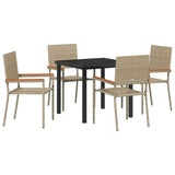Garden Dining Set with Cushion 5 pcs Beige Poly Rattan 3379717