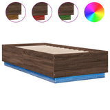 Bed Frame with LED without Mattress Brown Oak 90x200 cm 3209638