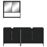 ZNTS 3 Piece Bathroom Furniture Set Black Engineered Wood 3214670