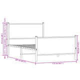 Metal Bed Frame without Mattress Brown Oak 107x203 cm 4007779