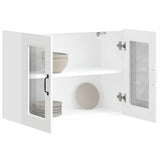 Kitchen Wall Cabinet with Glass Door Kalmar White Engineered Wood 853607