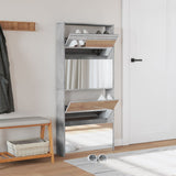 Shoe Cabinet with Mirror 4-Layer Concrete Grey 63x17x134 cm 3228275