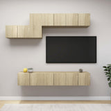 7 Piece TV Cabinet Set Sonoma Oak Engineered Wood 3079044