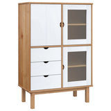 Highboard OTTA Brown and White 85x43x125 cm Solid Wood Pine 351308
