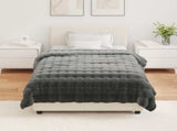 Anti-Slip Faux Rabbit Fur Blanket Olite 4 pcs Dark Grey 42021805