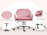 Velvet-Feel Tub Office Chair, with Seat Cushion - Dark Pink T3398P425007