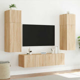 TV Wall Cabinet with LED Lights Sonoma Oak 80x35x31 cm 837285