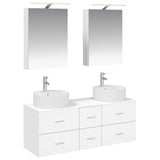 Bathroom Furniture Set 5 pcs White Engineered Wood and Glass 3406911