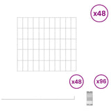 Garden Fence with Stakes 48 pcs 55 x 50 cm Mesh Silver 3438047