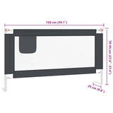 Toddler Safety Bed Rail Dark Grey 150x25 cm Fabric 10229