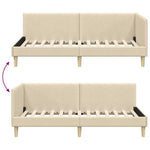 Corner Bed Frame Cream 90 x 200 cm Fabric and Engineered wood 42016195