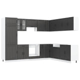 ZNTS 14 Piece Kitchen Cabinet Set Lucca Black Engineered Wood 3314982