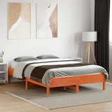Bed Frame Wax brown Solid pine wood, Plywood Double Durable 842721