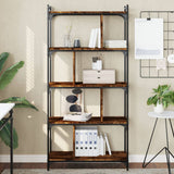 Bookcase 5-Tier Smoked Oak 76x32x158 cm Engineered Wood 833942