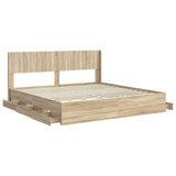 Bed Frame with Storage and Headboard Sonoma Oak 200 x 200 cm 3414277