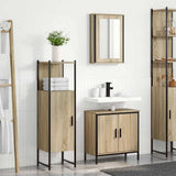 Bathroom Furniture Set with Shelf 3 pcs Brown Engineered wood 3345149