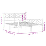 Metal Bed Frame without Mattress with Footboard White 160x200cm 372249