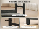Industrial Style Bookcase, with 4 Shelves and 3 Fabric Drawers - Grey/Black T3398P423871