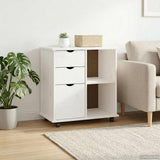 Rolling Cabinet White 63.5 x 39 x 65.5 cm Solid Pine Wood 42028381