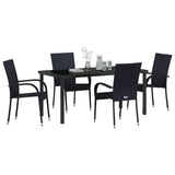 Garden Dining Set 5 pcs Black Powder-Coated Steel 3379404
