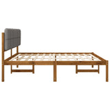 Bed Frame with Upholstered Headboard Natural and Light Grey 3405126
