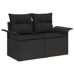 Garden Sofa with Cushion Black 141 x 62 x 69cm Poly Rattan 42006701