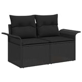 Garden Sofa with Cushion Black 141 x 62 x 69cm Poly Rattan 42006701