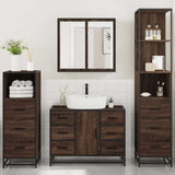 ZNTS 4 Piece Bathroom Furniture Set Brown Oak Engineered Wood 3301264