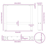 Coffee Table Legs Natural Steel 2 pcs 60x cm Steel 4013287