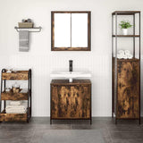 2 Piece Bathroom Furniture Set Smoked Oak Engineered Wood 3328391