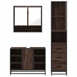 ZNTS 3 Piece Bathroom Furniture Set Brown Oak Engineered Wood 3301184