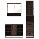 3 Piece Bathroom Furniture Set Brown Oak Engineered Wood 3301184