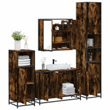 4 Piece Bathroom Furniture Set Smoked Oak Engineered Wood 3301192