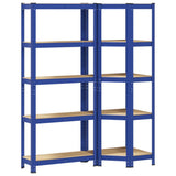 2 Piece 5-Layer Shelves Set Blue Steel&Engineered Wood 3307619