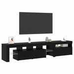 TV Cabinets 2 pcs with LED Lights Black Oak Engineered Wood 3332518