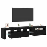 TV Cabinets 2 pcs with LED Lights Black Oak Engineered Wood 3332518