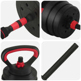 4-in-1 Dumbbell Set Black and Red 121 x 19.5 x 19.5 cm 42023467