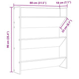 Wall Shoe Cabinet Concrete Grey 80x18x90 cm Engineered Wood 806785