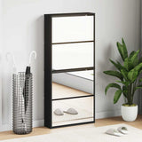 Shoe Cabinet with Mirror 4-Layer Black 63x17x134 cm 3228274